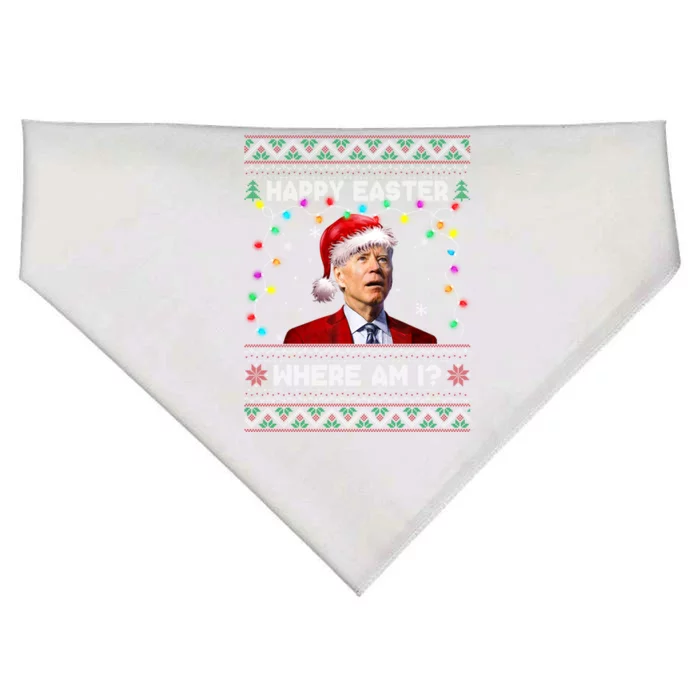 Happy Easter Joe Biden Confused Christmas Ugly Sweater Xmas Great Gift USA-Made Doggie Bandana