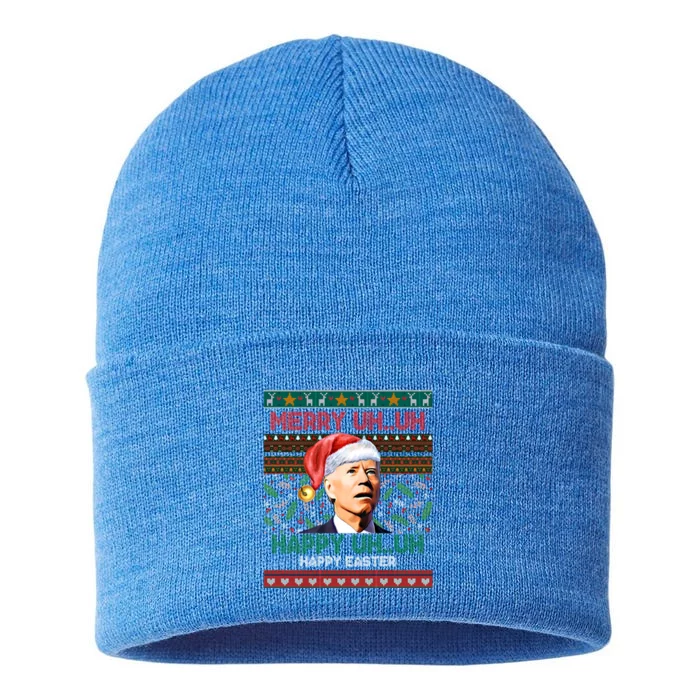 Happy Easter Joe Biden Merry Uh Uh Ugly Christmas Gift Sustainable Knit Beanie