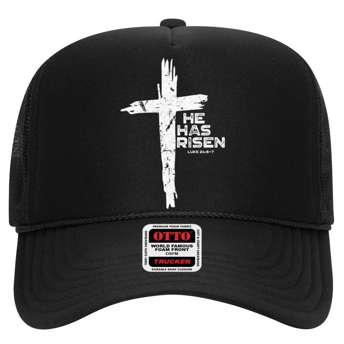 Happy Easter Jesus He Has Risen Religious Christian High Crown Mesh Trucker Hat