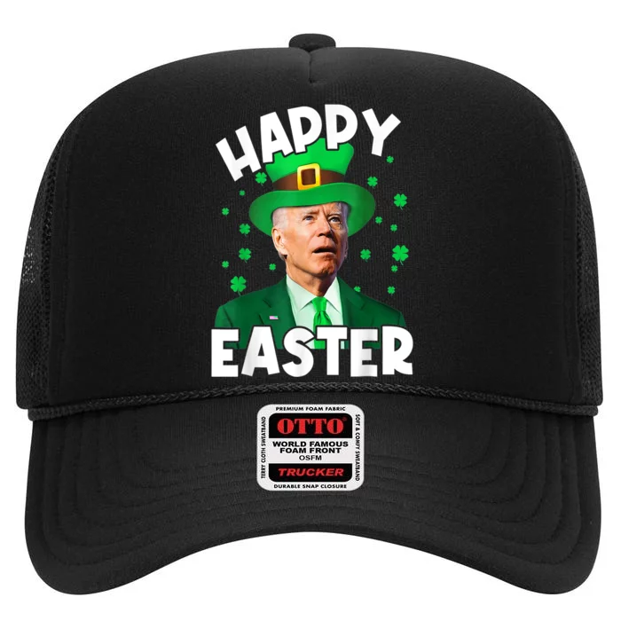 Happy Easter Joe Biden Leprechaun Shamrock St Patrick's Day High Crown Mesh Trucker Hat