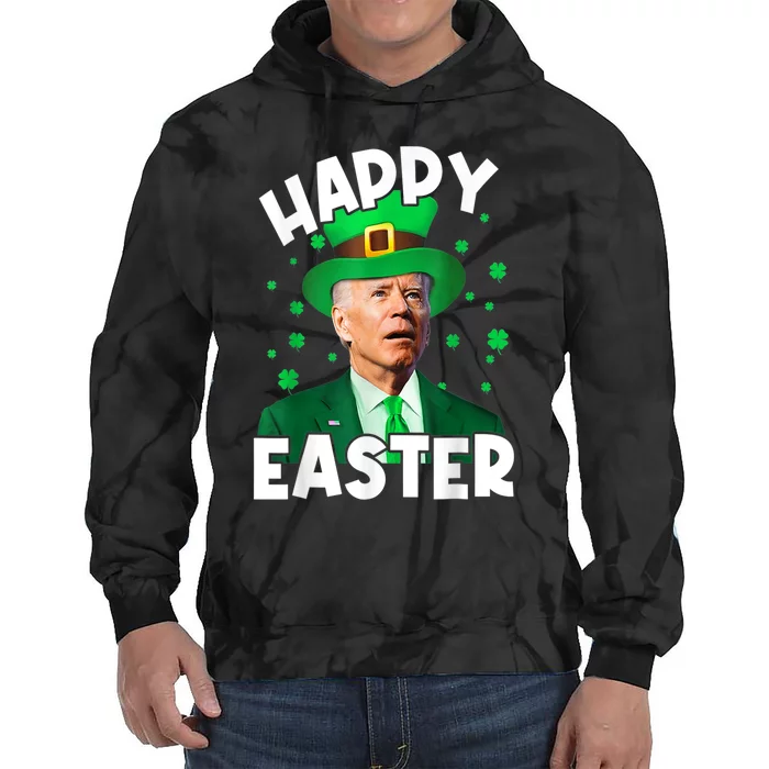 Happy Easter Joe Biden Leprechaun Shamrock St Patrick's Day Tie Dye Hoodie