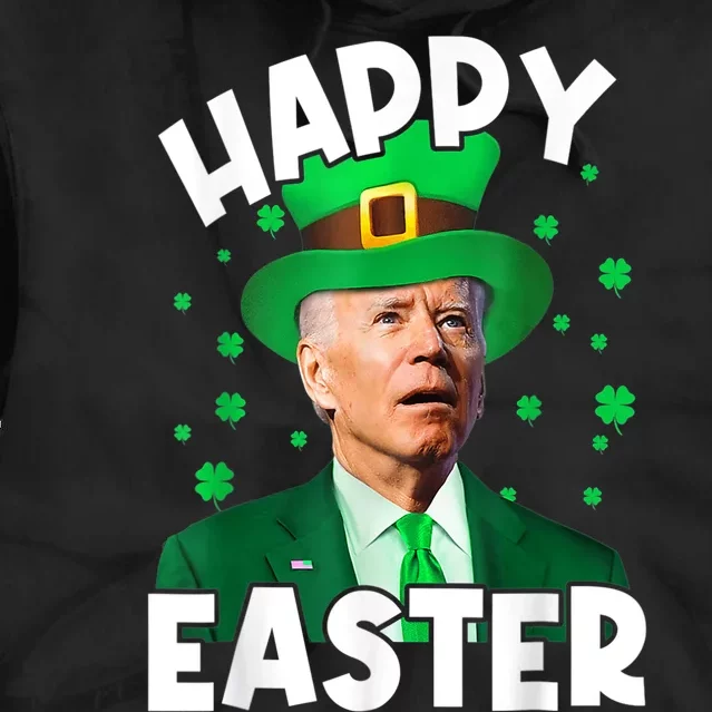 Happy Easter Joe Biden Leprechaun Shamrock St Patrick's Day Tie Dye Hoodie