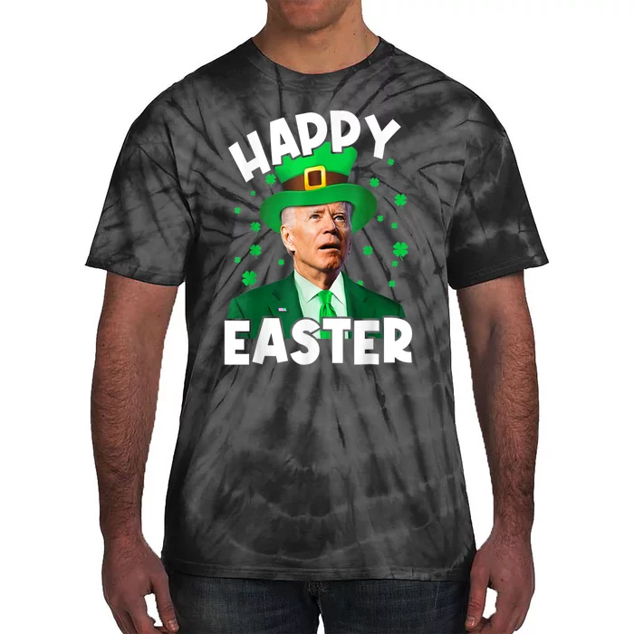 Happy Easter Joe Biden Leprechaun Shamrock St Patrick's Day Tie-Dye T-Shirt