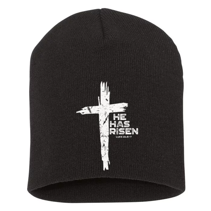 Happy Easter Jesus He Has Risen Religious Christian Short Acrylic Beanie