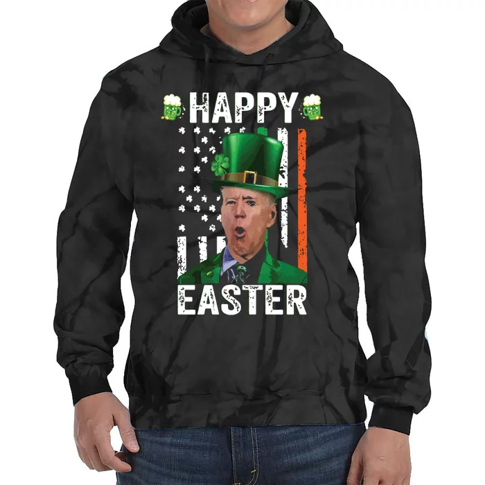 Happy Easter Joe Biden Leprechaun Shamrock St Patrick's Day Tie Dye Hoodie