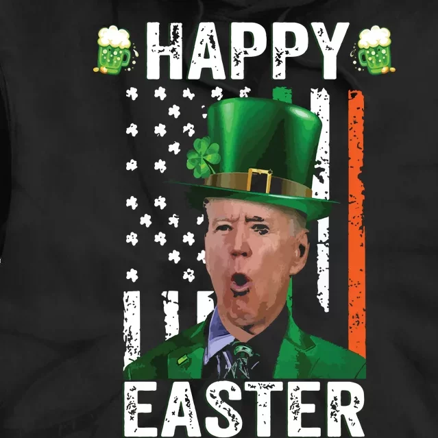 Happy Easter Joe Biden Leprechaun Shamrock St Patrick's Day Tie Dye Hoodie