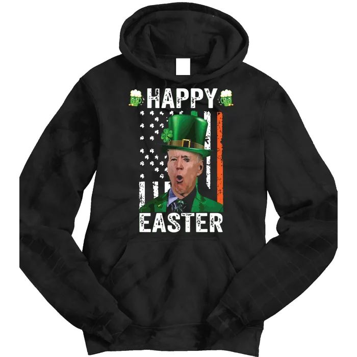 Happy Easter Joe Biden Leprechaun Shamrock St Patrick's Day Tie Dye Hoodie