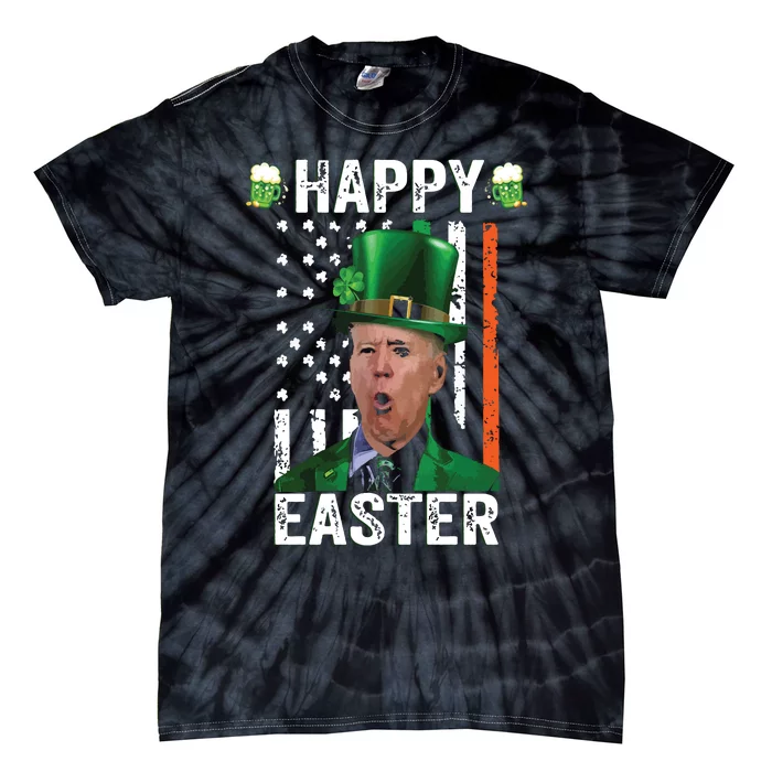 Happy Easter Joe Biden Leprechaun Shamrock St Patrick's Day Tie-Dye T-Shirt