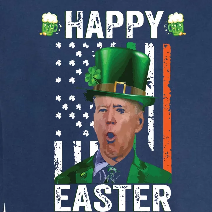 Happy Easter Joe Biden Leprechaun Shamrock St Patrick's Day Garment-Dyed Sweatshirt