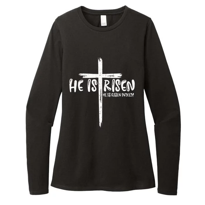 Happy Easter Jesus He Is Risen Indeed Christian Womens CVC Long Sleeve Shirt