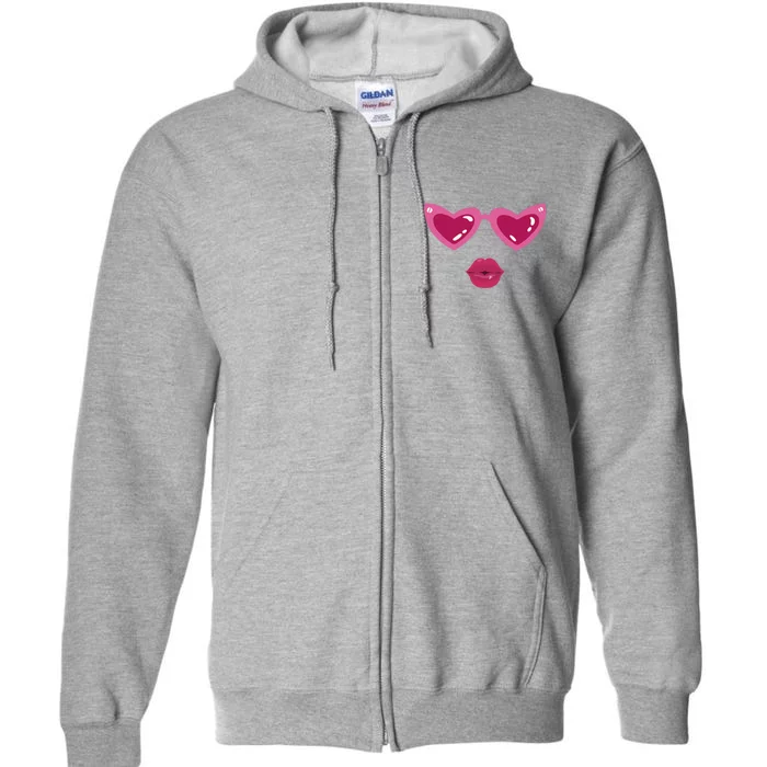 Heart Eyes Kiss Valentine Full Zip Hoodie