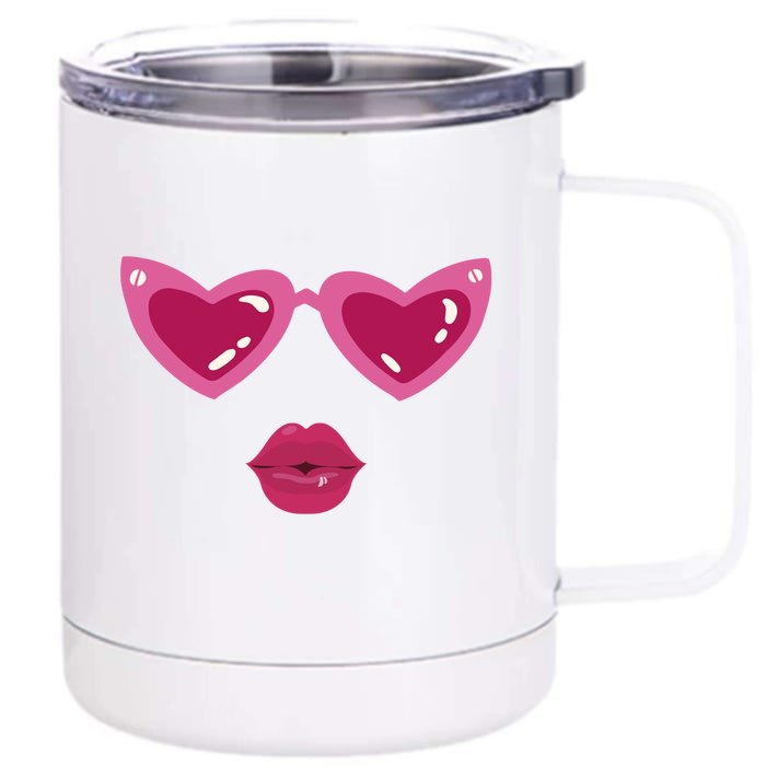 Heart Eyes Kiss Valentine Front & Back 12oz Stainless Steel Tumbler Cup