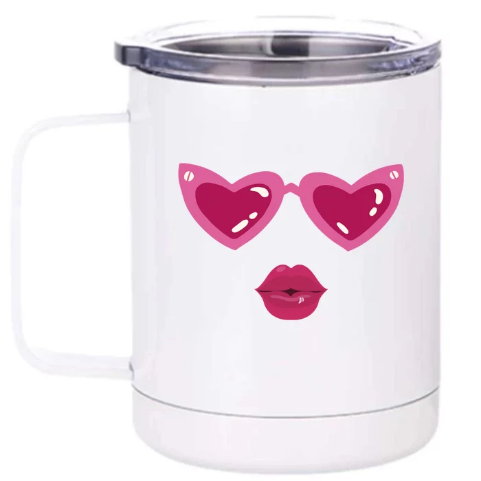 Heart Eyes Kiss Valentine Front & Back 12oz Stainless Steel Tumbler Cup