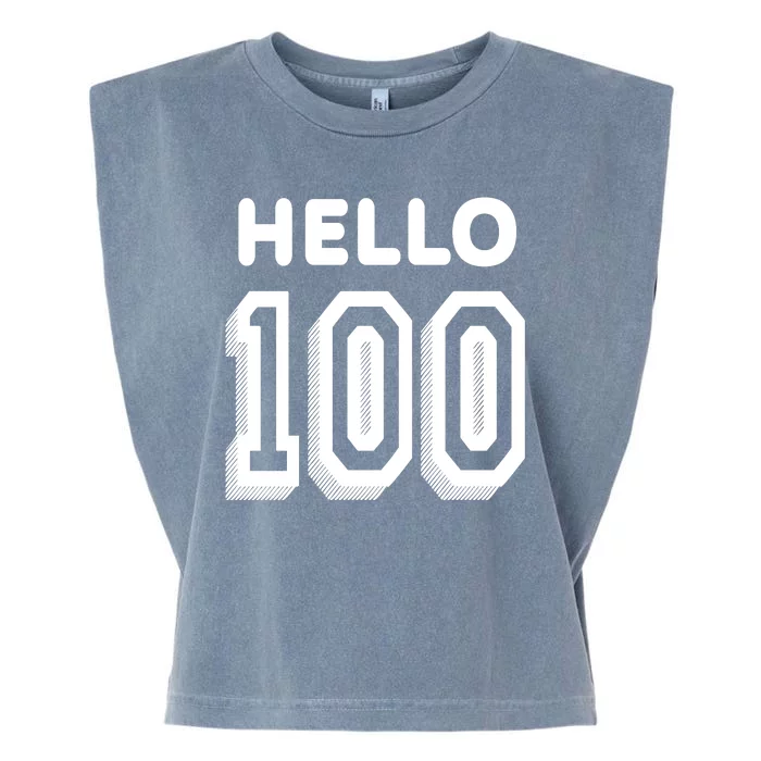 Hello 100 Funny 100th Birthday Garment-Dyed Women's Muscle Tee