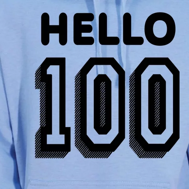 Hello 100 Funny 100th Birthday Unisex Surf Hoodie