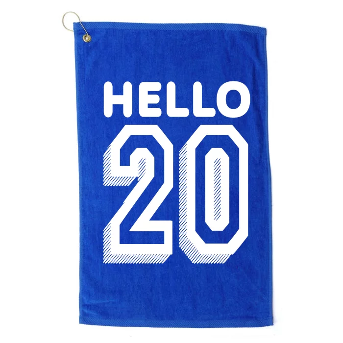 Hello 20 Funny 20th Birthday Platinum Collection Golf Towel