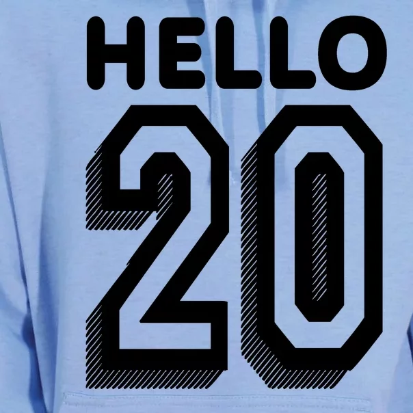 Hello 20 Funny 20th Birthday Unisex Surf Hoodie