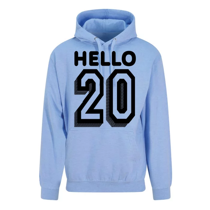 Hello 20 Funny 20th Birthday Unisex Surf Hoodie