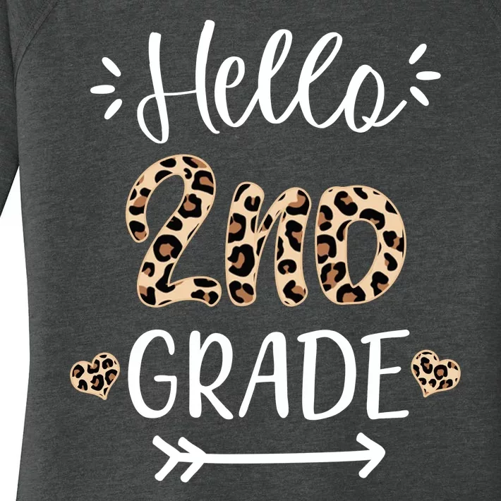 Hello 2nd Grade Cute Leopard Heart Women's Perfect Tri Tunic Long Sleeve Shirt