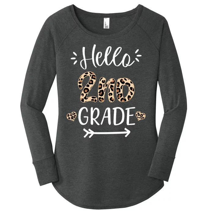 Hello 2nd Grade Cute Leopard Heart Women's Perfect Tri Tunic Long Sleeve Shirt