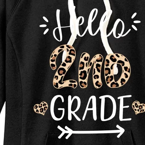 Hello 2nd Grade Cute Leopard Heart Women's Fleece Hoodie