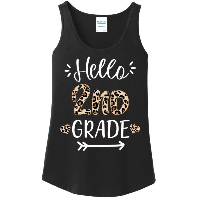 Hello 2nd Grade Cute Leopard Heart Ladies Essential Tank