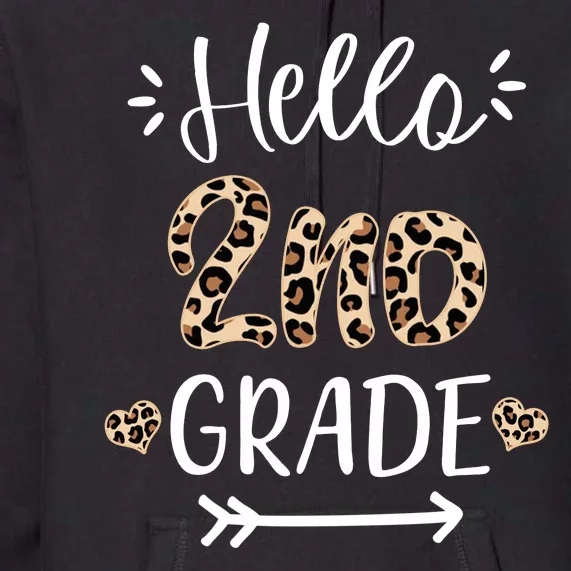 Hello 2nd Grade Cute Leopard Heart Premium Hoodie