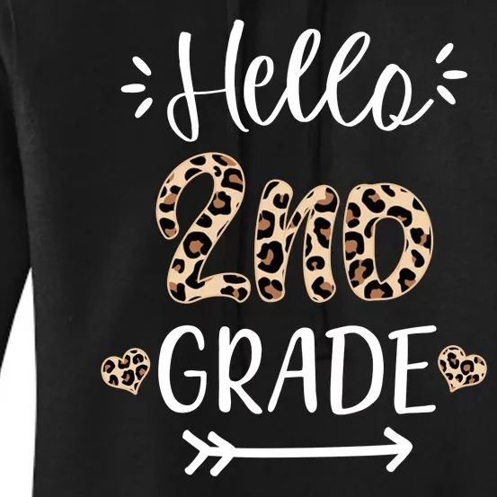 Hello 2nd Grade Cute Leopard Heart Women's Pullover Hoodie