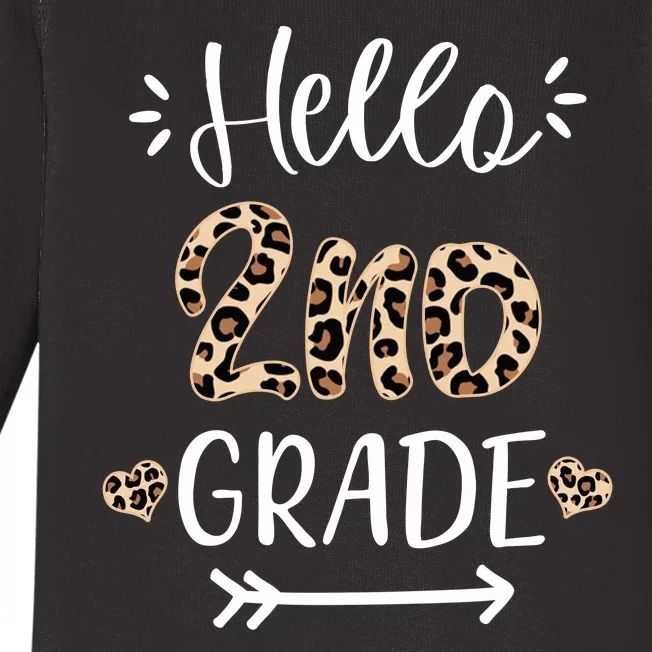 Hello 2nd Grade Cute Leopard Heart Baby Long Sleeve Bodysuit