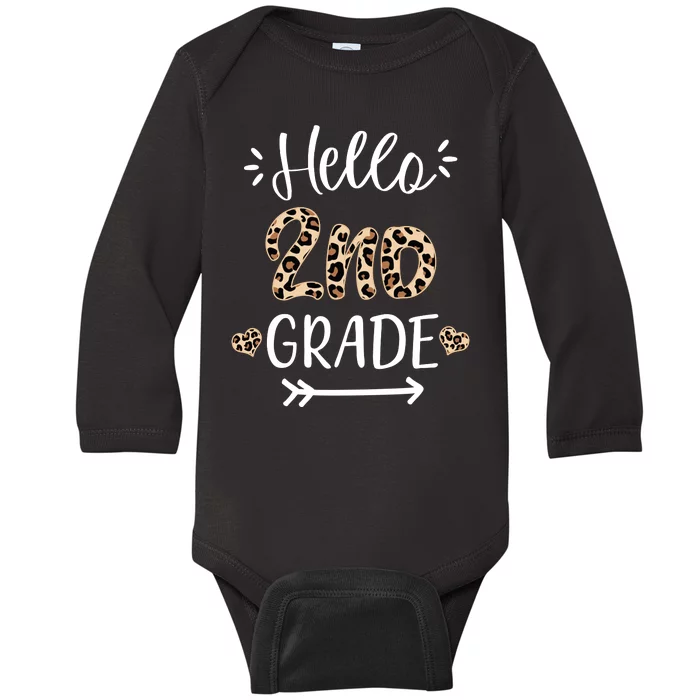 Hello 2nd Grade Cute Leopard Heart Baby Long Sleeve Bodysuit