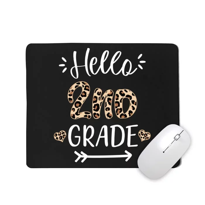 Hello 2nd Grade Cute Leopard Heart Mousepad