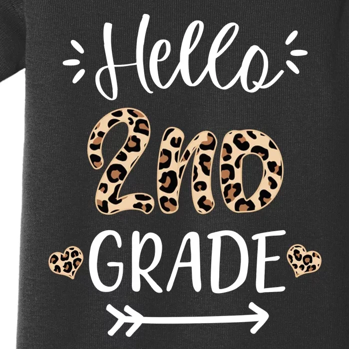 Hello 2nd Grade Cute Leopard Heart Baby Bodysuit