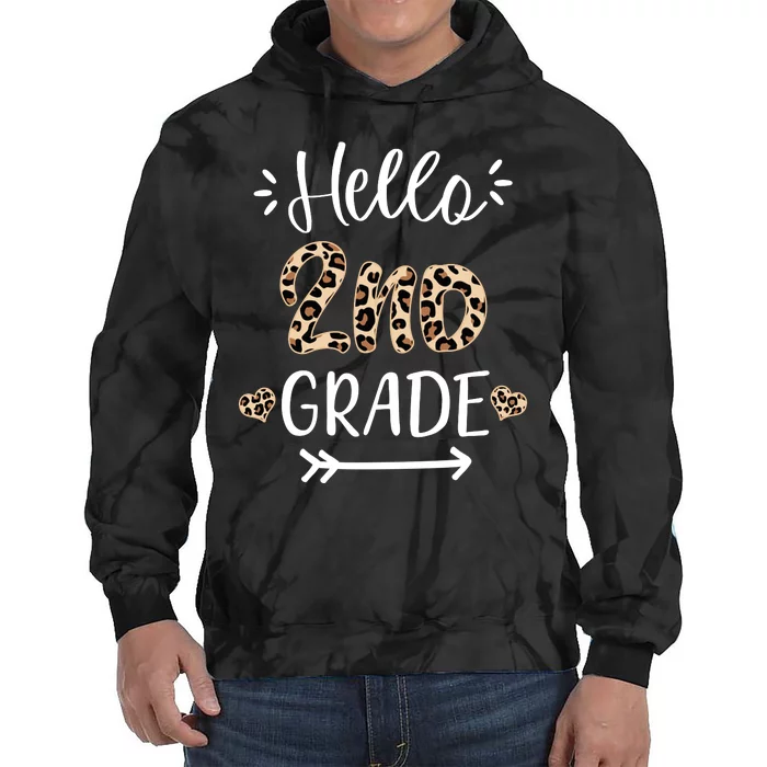 Hello 2nd Grade Cute Leopard Heart Tie Dye Hoodie