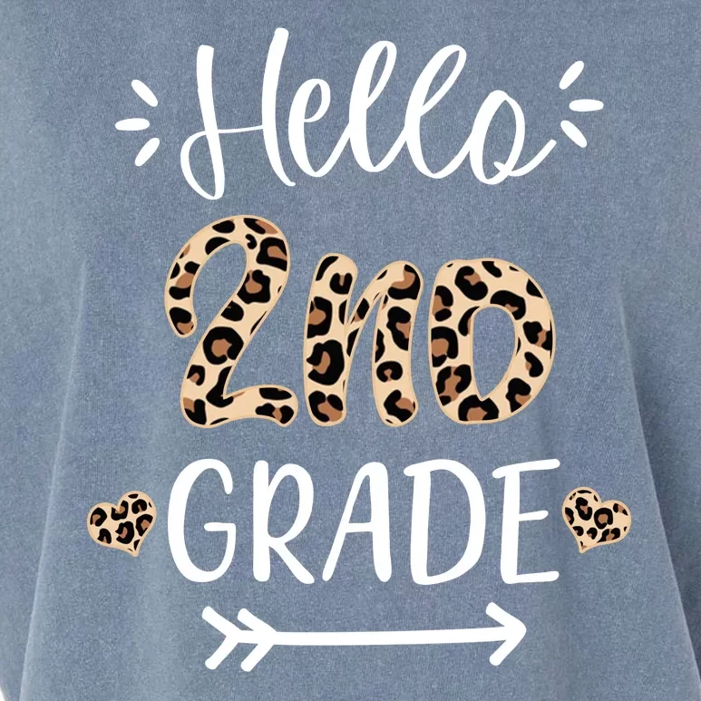 Hello 2nd Grade Cute Leopard Heart Garment-Dyed Women's Muscle Tee