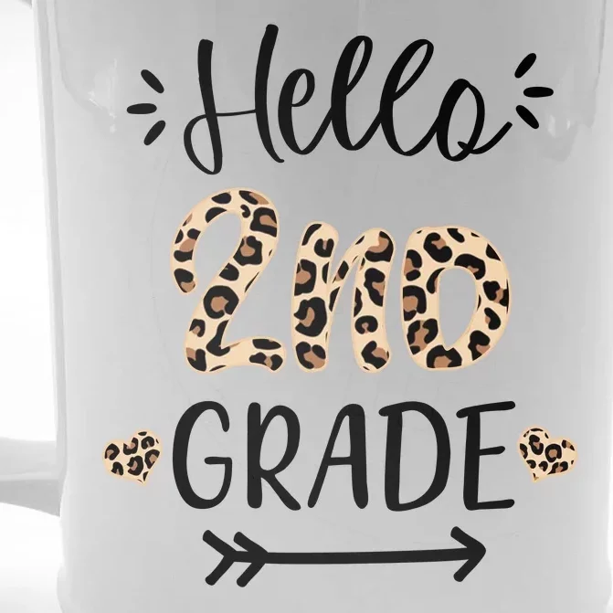 Hello 2nd Grade Cute Leopard Heart Front & Back Beer Stein