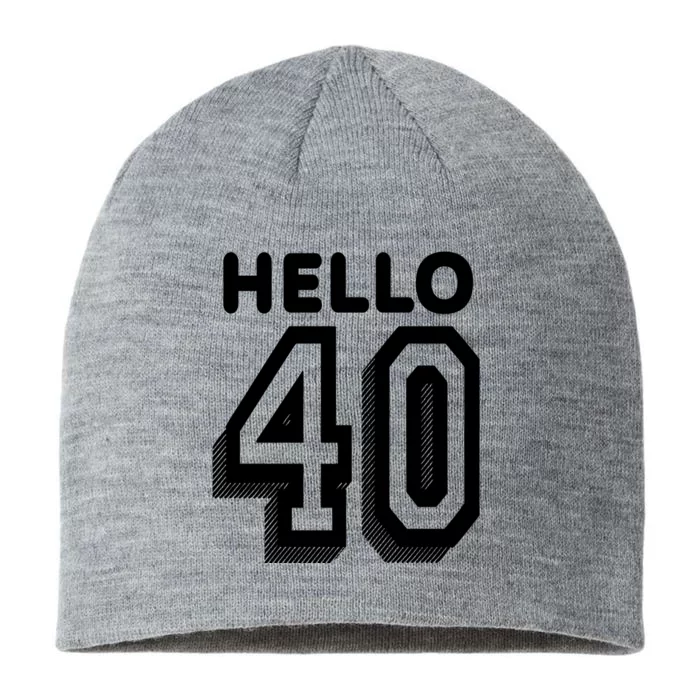 Hello 40 Funny 40th Birthday 8 1/2in Sustainable Knit Beanie