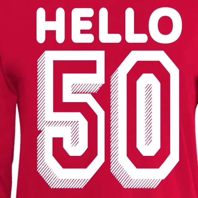 Hello 50 Funny 50th Birthday Womens Cotton Relaxed Long Sleeve T-Shirt