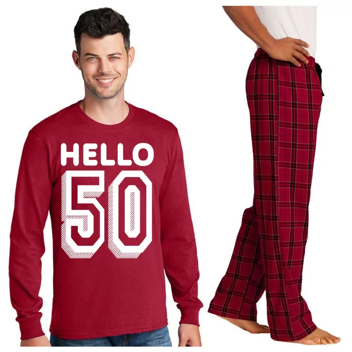 Hello 50 Funny 50th Birthday Long Sleeve Pajama Set