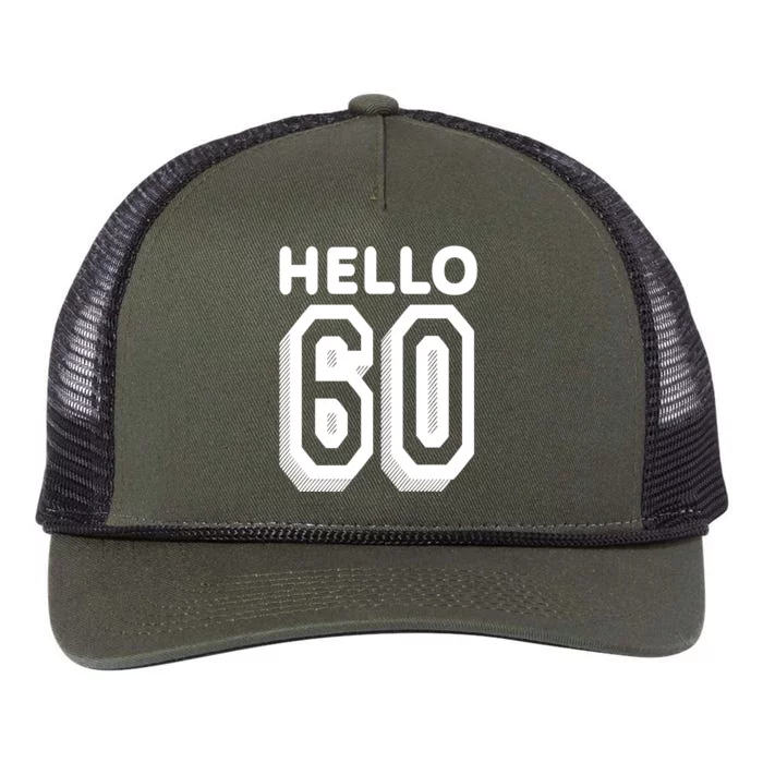 Hello 60 Funny 60th Birthday Retro Rope Trucker Hat Cap