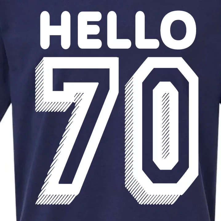 Hello 70 Funny 70th Birthday Sueded Cloud Jersey T-Shirt