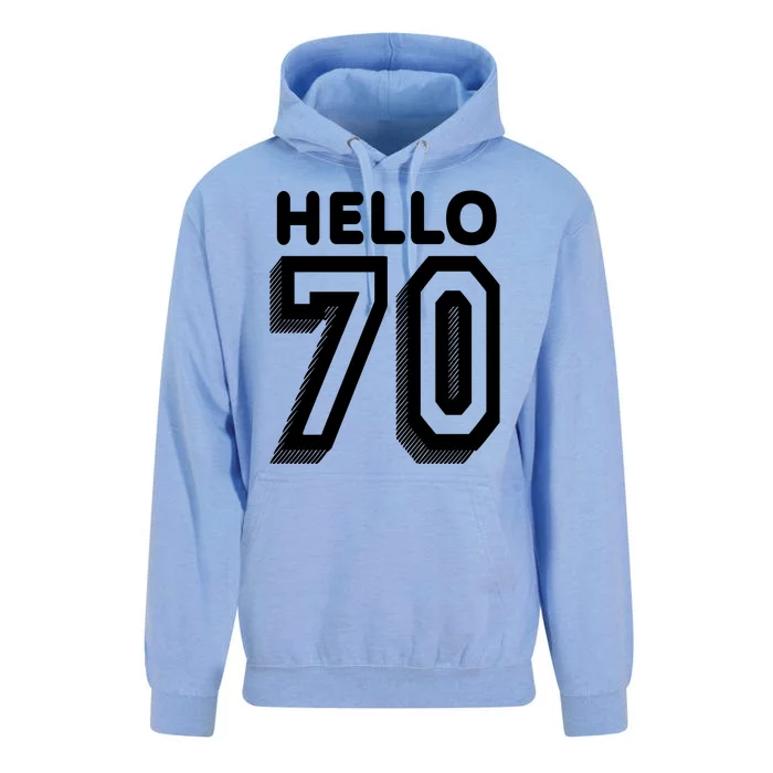 Hello 70 Funny 70th Birthday Unisex Surf Hoodie