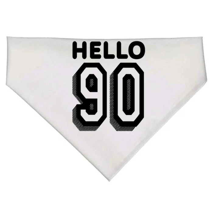 Hello 90 Funny 90th Birthday USA-Made Doggie Bandana