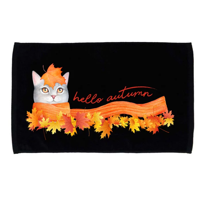 Hello Autumn Cute Cat Microfiber Hand Towel