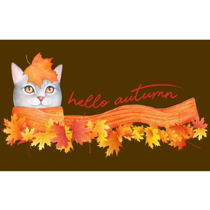 Hello Autumn Cute Cat Bumper Sticker