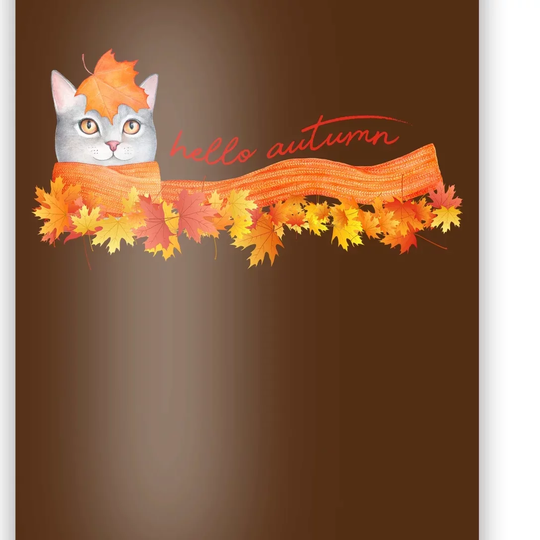 Hello Autumn Cute Cat Poster