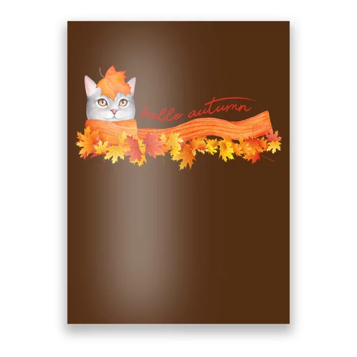 Hello Autumn Cute Cat Poster