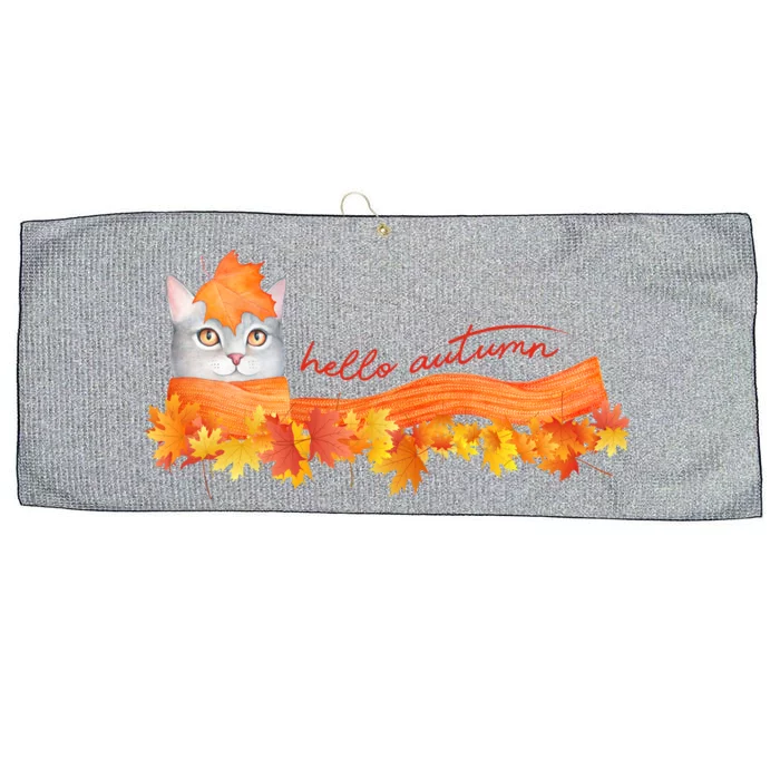 Hello Autumn Cute Cat Large Microfiber Waffle Golf Towel