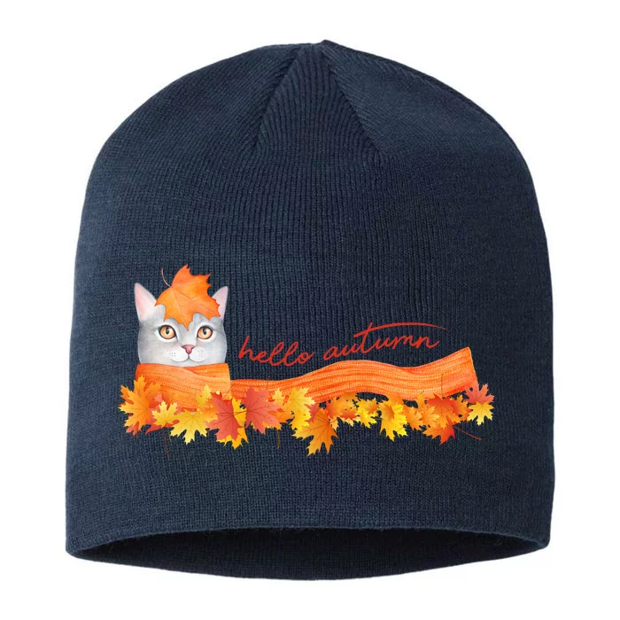 Hello Autumn Cute Cat 8 1/2in Sustainable Knit Beanie