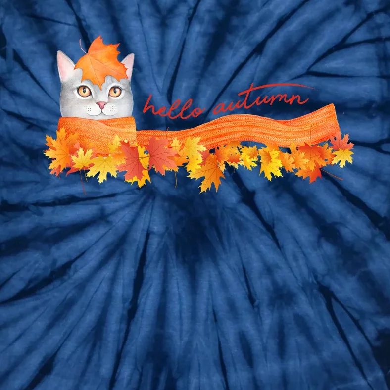 Hello Autumn Cute Cat Tie-Dye T-Shirt