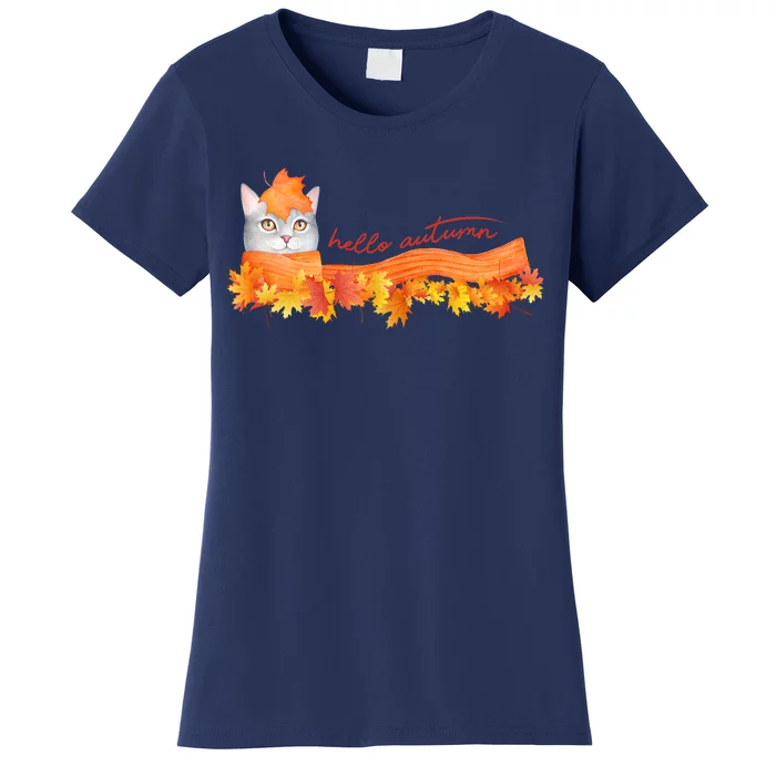 Hello Autumn Cute Cat Women's T-Shirt